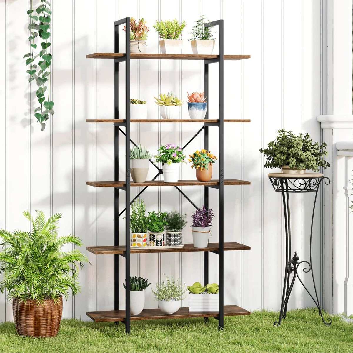 5-Tier 62" Tall Vintage Industrial Bookcase product image