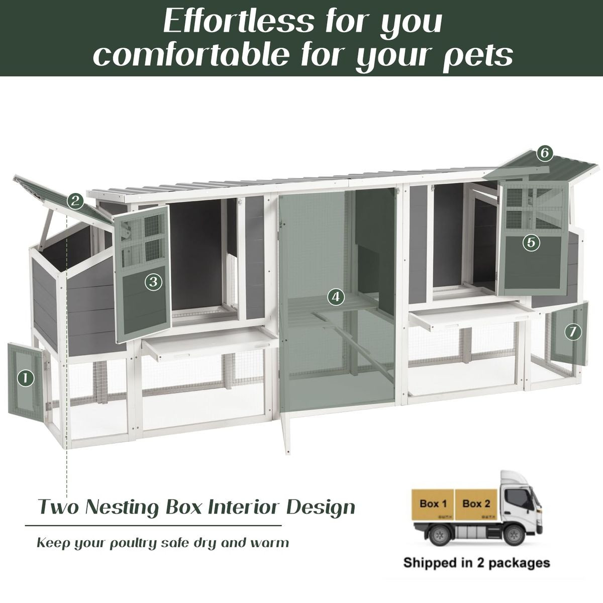 98'' Large Chicken Coop with Run with Pull-Out Tray (for 6-8 Chickens) product image