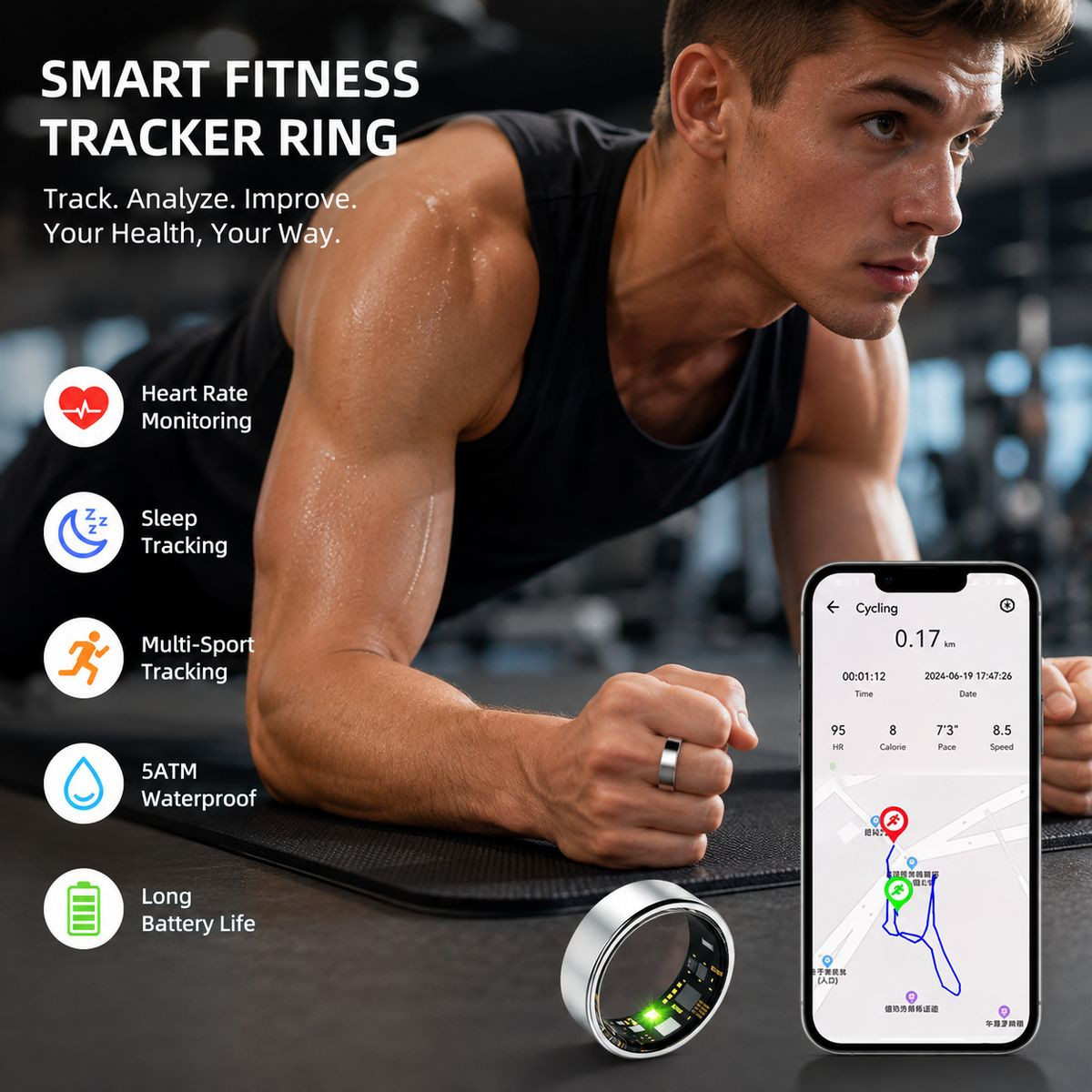 Smart Ring AI Fitness & Sleep Tracker for iOS & Android product image