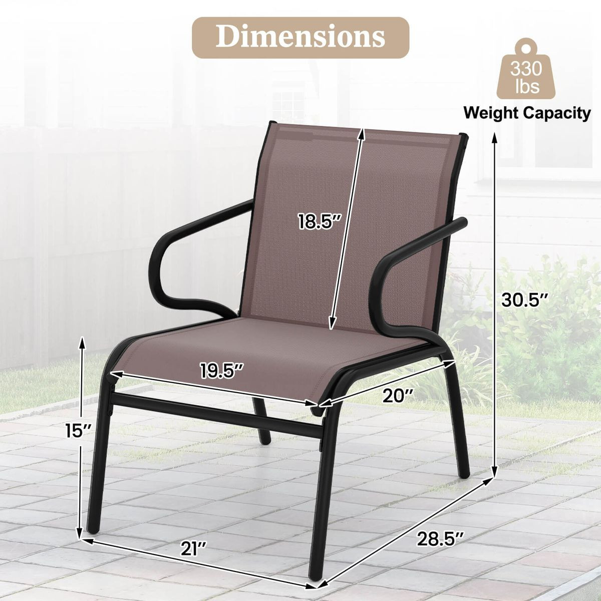 Patio Chairs with Breathable Fabric and Metal Frame (Set of 2, 4 or 6) product image