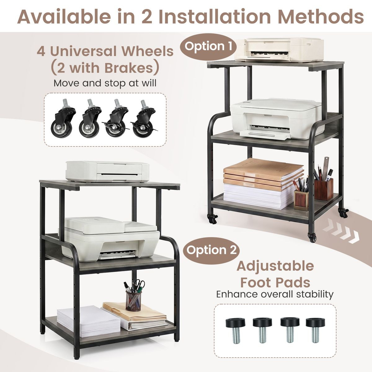 3-Tier Rolling Printer Stand  product image