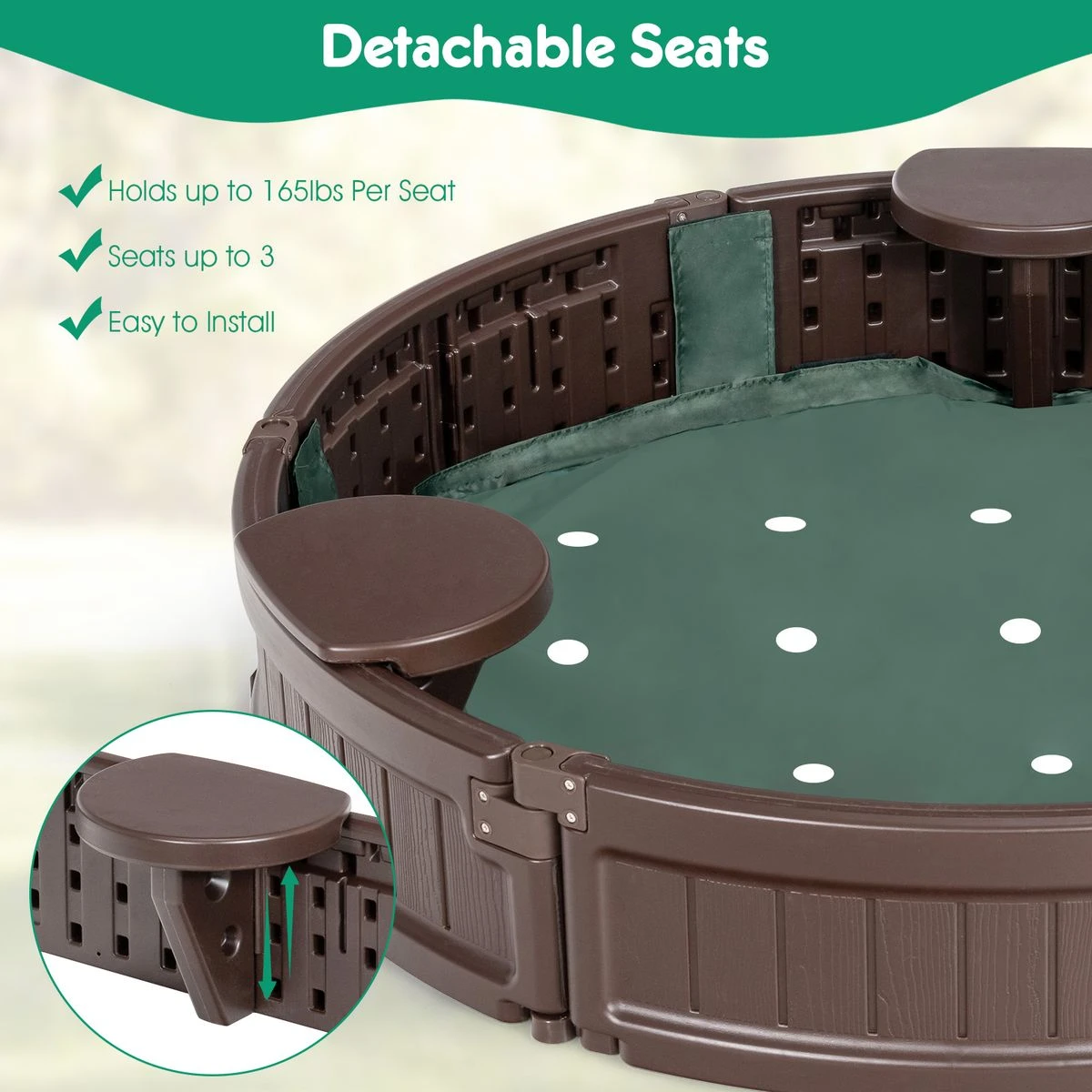 Wooden Sandbox with Built-in Edge Seats product image