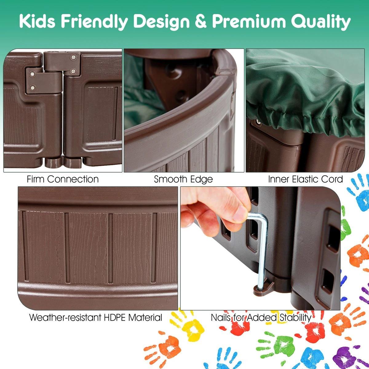 Wooden Sandbox with Built-in Edge Seats product image