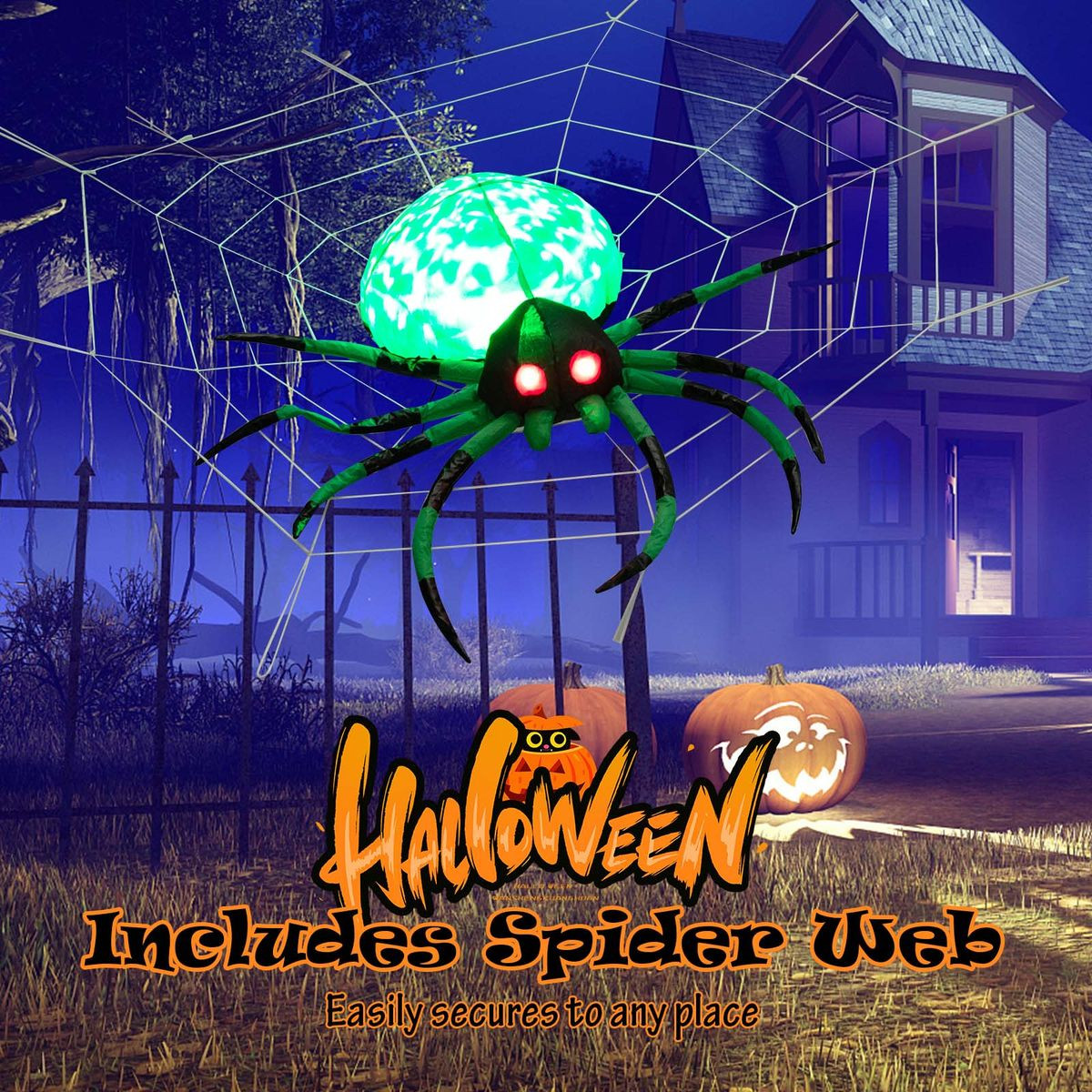 Halloween Inflatable Spider with White Net product image
