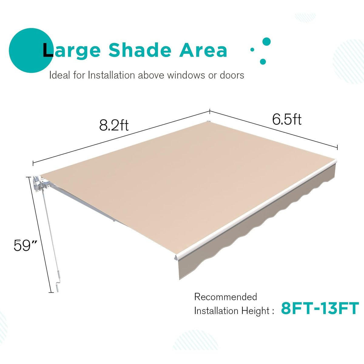 8.2'x6.5' Retractable Awnings for Patio Sun Shade Shelter product image