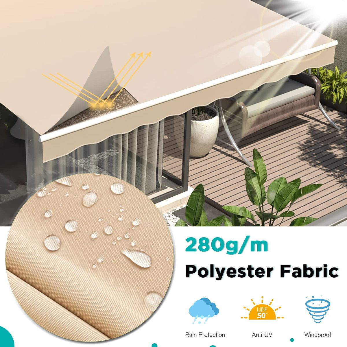 8.2'x6.5' Retractable Awnings for Patio Sun Shade Shelter product image