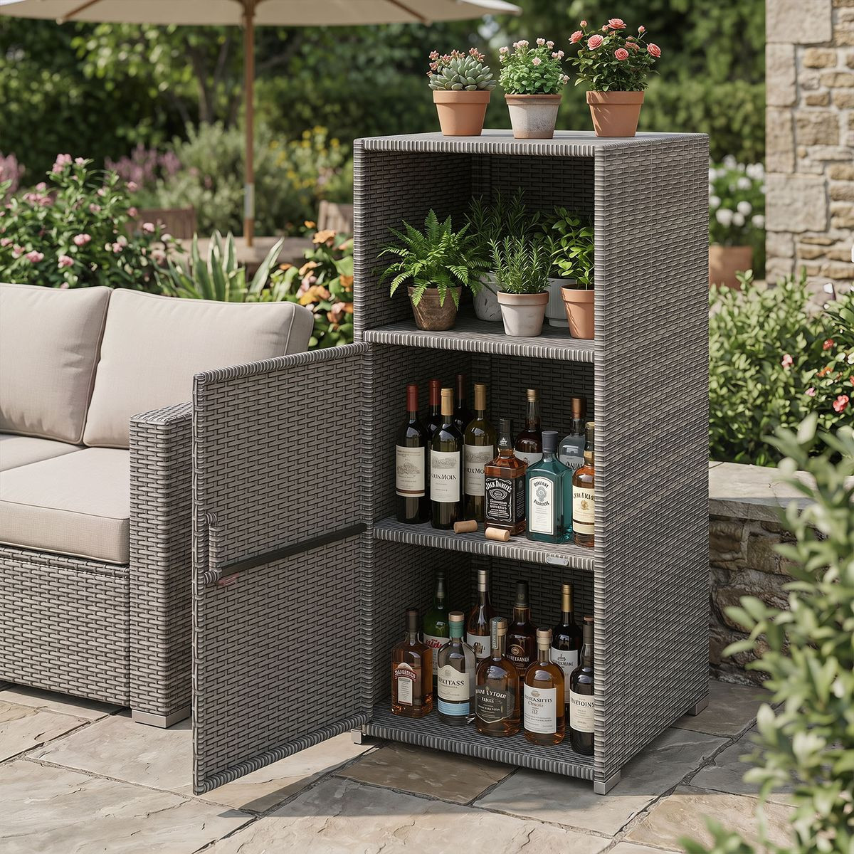 Outdoor PE Wicker Storage Cabinet product image