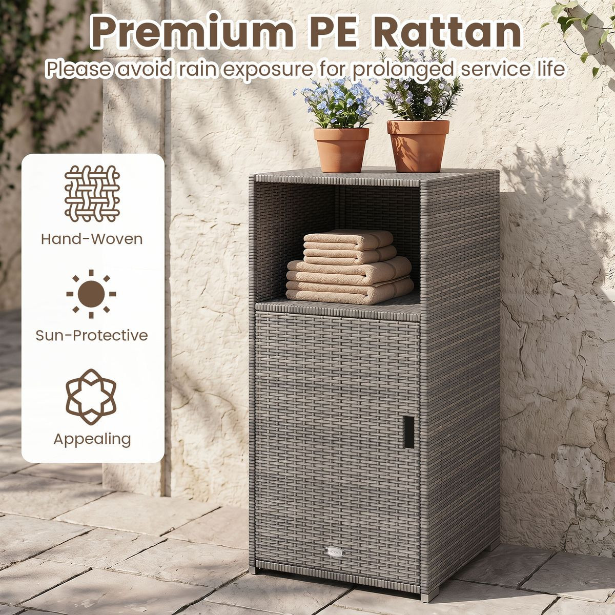 Outdoor PE Wicker Storage Cabinet product image