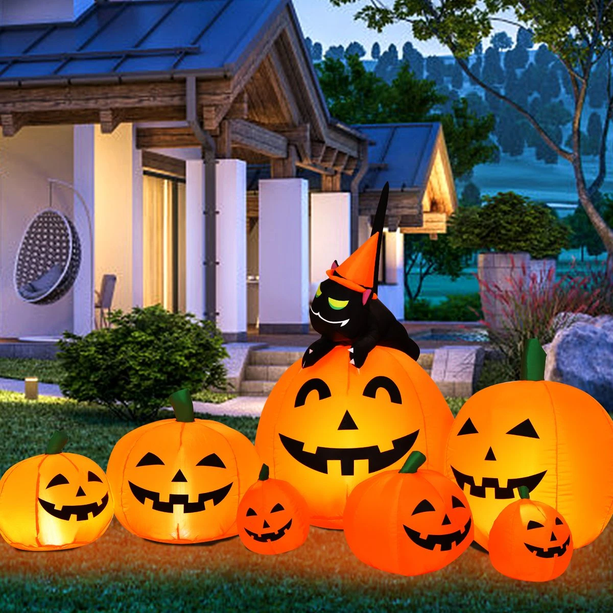 Halloween Inflatable Pumpkin with Cat Decoration  product image