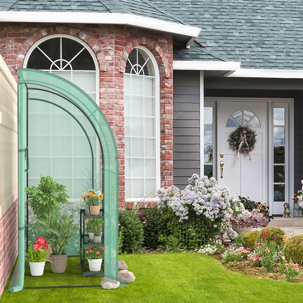 7 x 3.5 x 7-Foot Lean-to Greenhouse with Flower Rack product image
