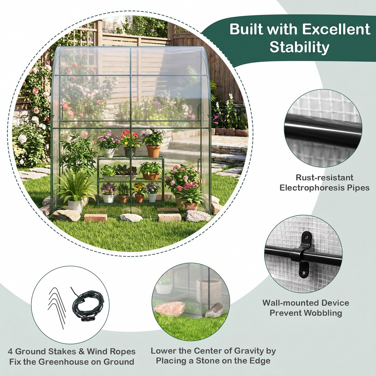 7 x 3.5 x 7-Foot Lean-to Greenhouse with Flower Rack product image