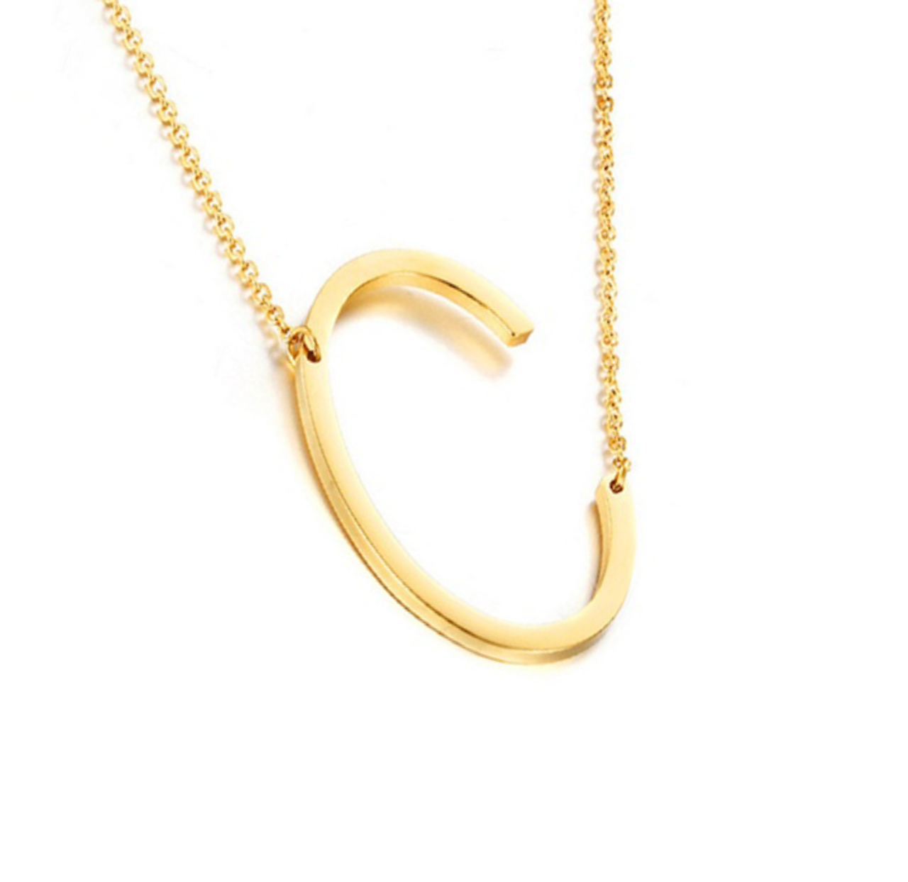 18K Gold-Plated Sideway Initial Necklace product image