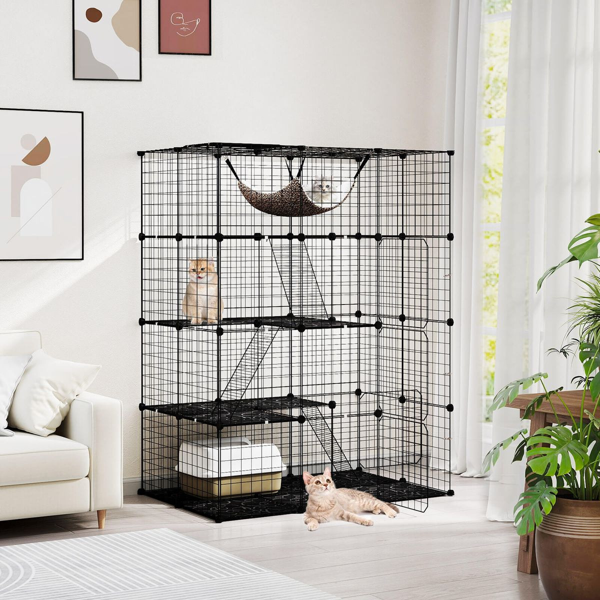 4-Tier Cube Cat Cage with Comfy Hammock product image