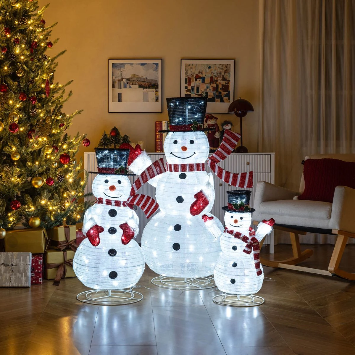 3-Piece Pre-Lit 3D Snowman Set with 270 LED Lights product image
