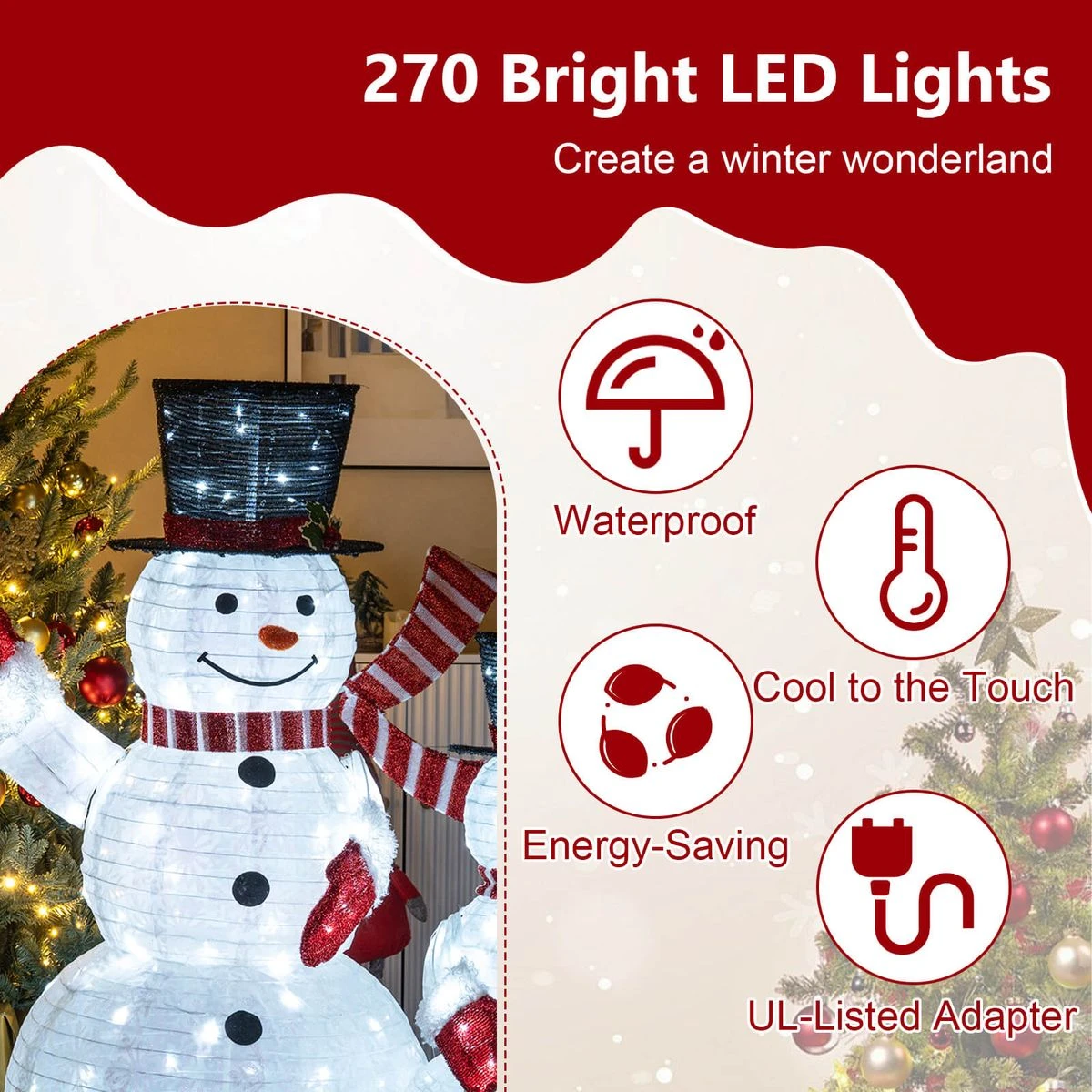 3-Piece Pre-Lit 3D Snowman Set with 270 LED Lights product image