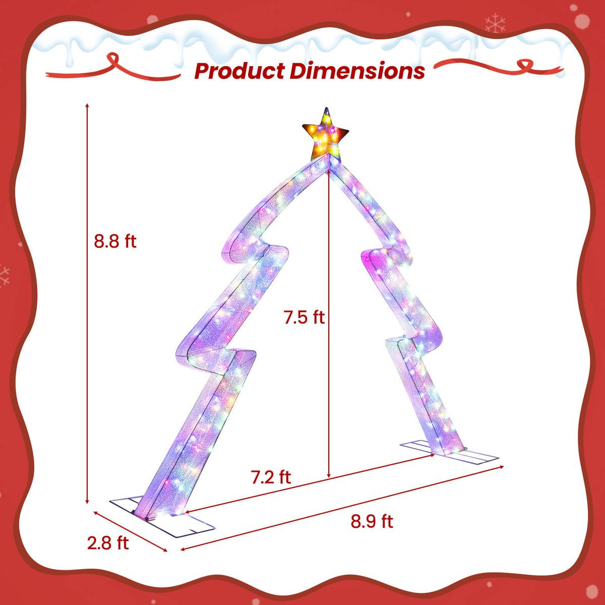 8.8 FT Christmas Tree-Shaped Archway with Adjustable Lights product image