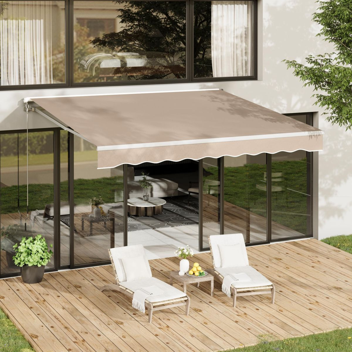 10'×8' Outdoor Manual Retractable Patio Awning  product image
