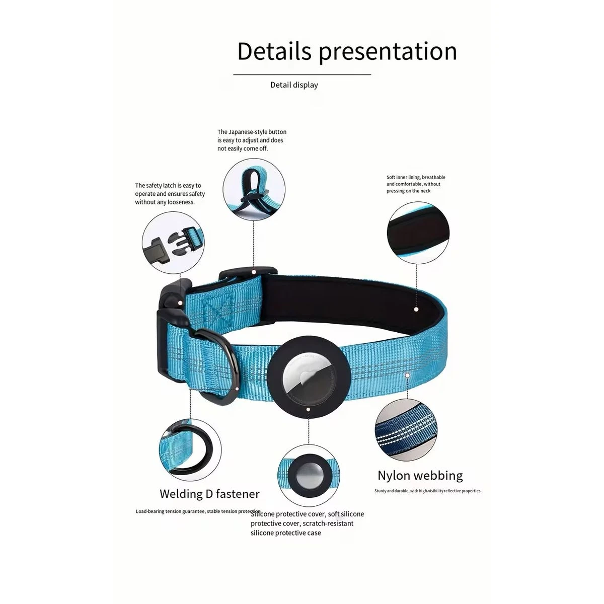 Pet Tracking Collar - Heavy-Duty Nylon Dog Collar with Reflective Strap product image