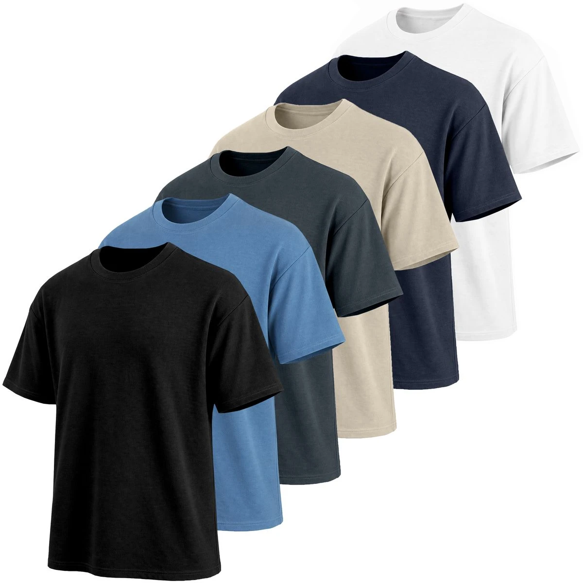 Men’s Heavyweight Micro Waffle Knit Oversized Drop Shoulder T-Shirt product image