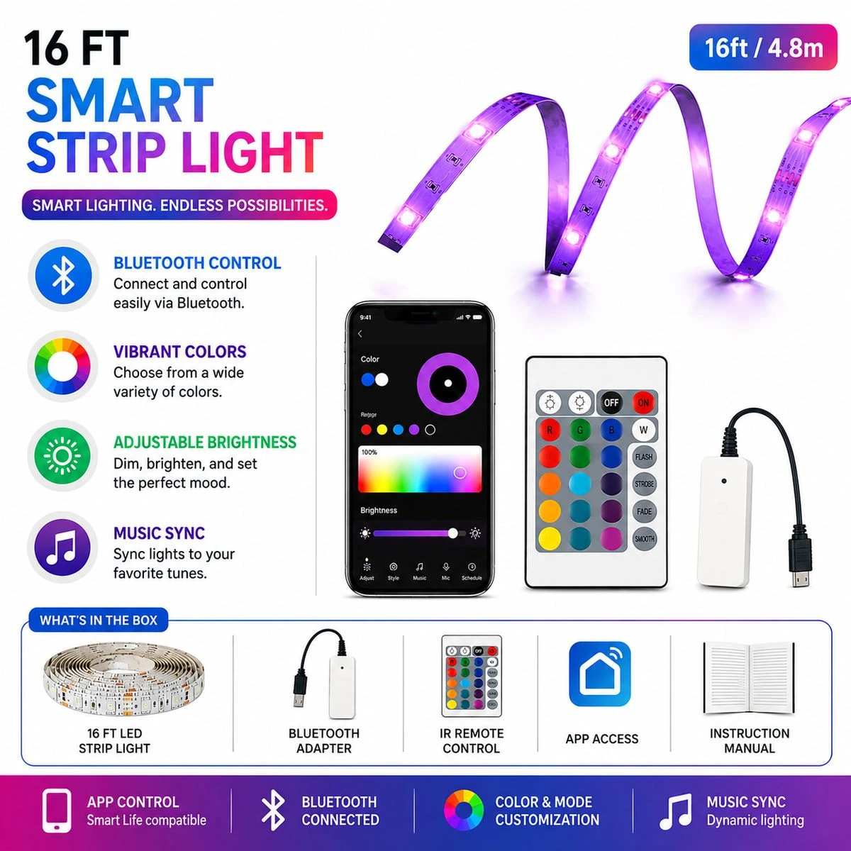 Primo Smart Bluetooth LED Strip Light product image