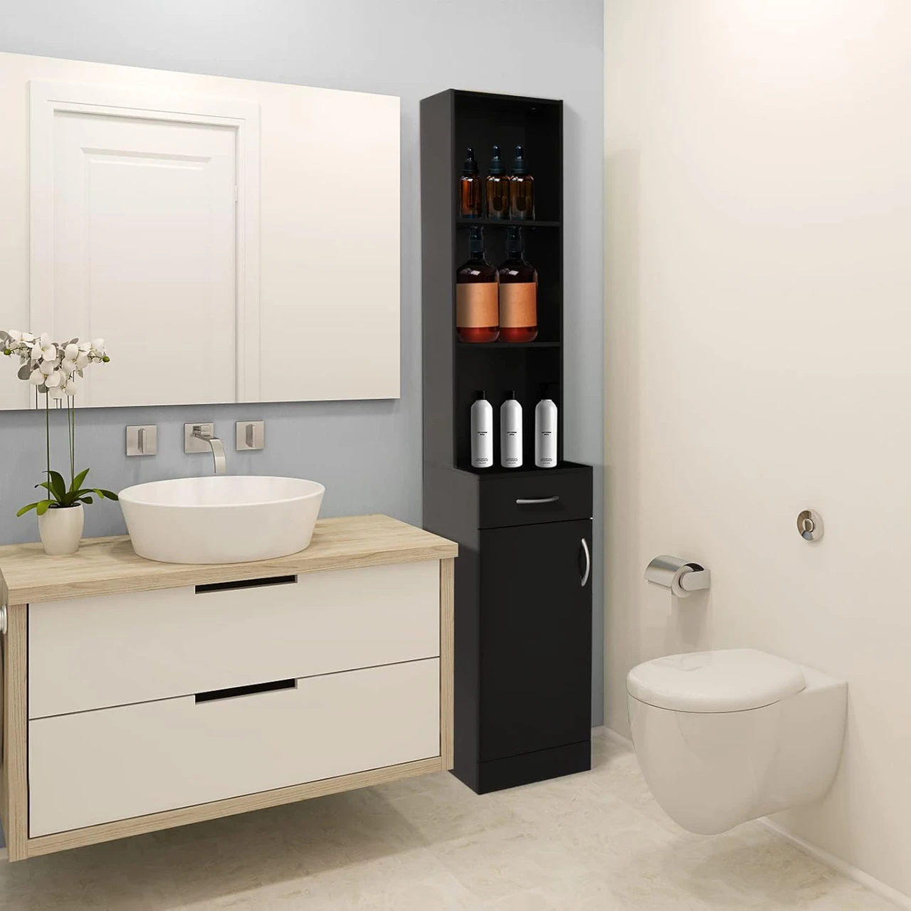 Barber Hair Stylist Storage Cabinet with 5 Compartments and Shelf product image