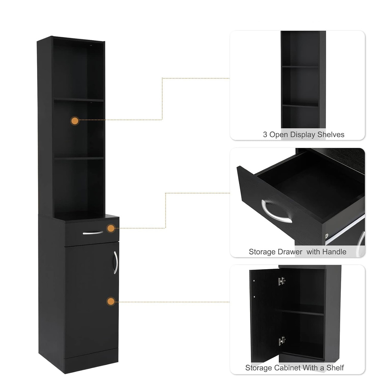 Barber Hair Stylist Storage Cabinet with 5 Compartments and Shelf product image