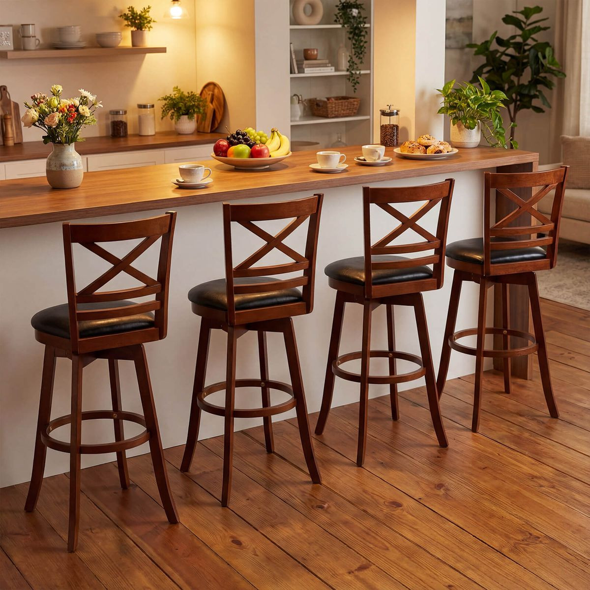 30.5” Swivel Barstools with Ergonomic Curved Backrest (Set of 2/4) product image