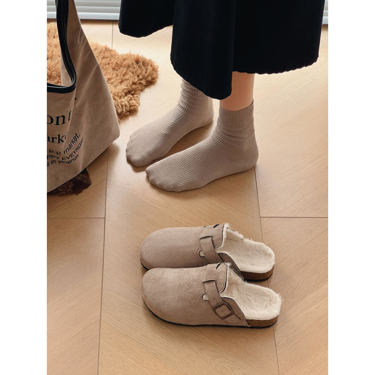 Women's Fur Lined Suede Clogs product image