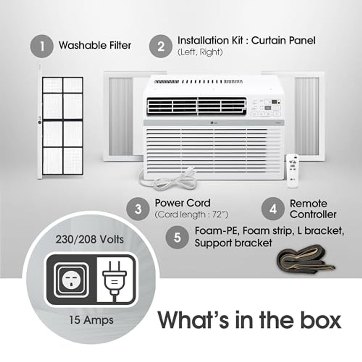 LG 24,50 BTU 208/230V, 15AMP Electronic Smart Air Conditioner with Remote  product image