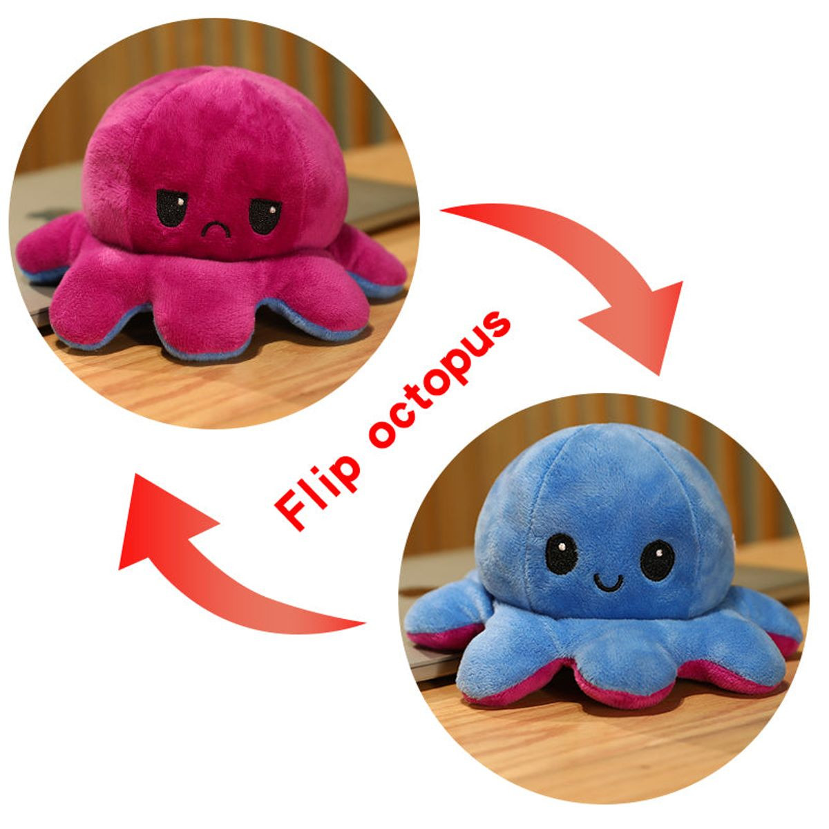 Reversible Happy/Sad Octopus Plush Toy (8") product image