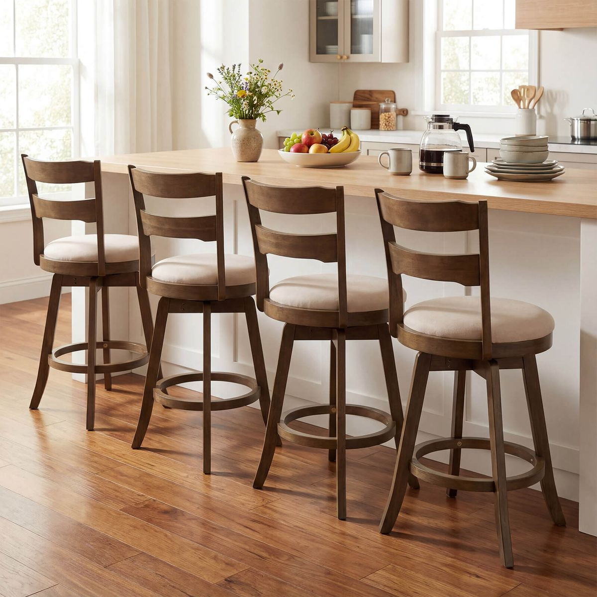 25” Swivel Counter Barstools with Curved Backrest (Set of 2) product image