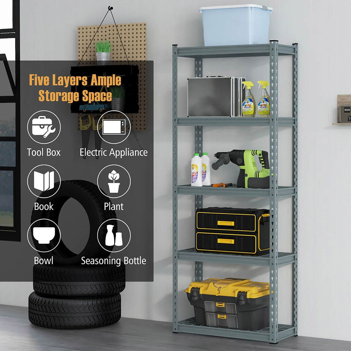 5-Tier Metal Shelving Unit with Five-Layer Storage (4-Pack) product image