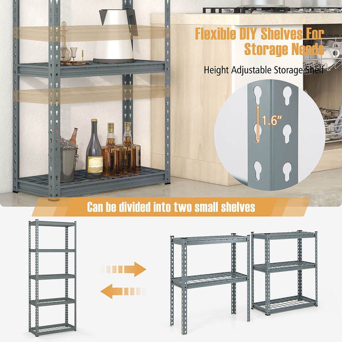5-Tier Metal Shelving Unit with Five-Layer Storage (4-Pack) product image