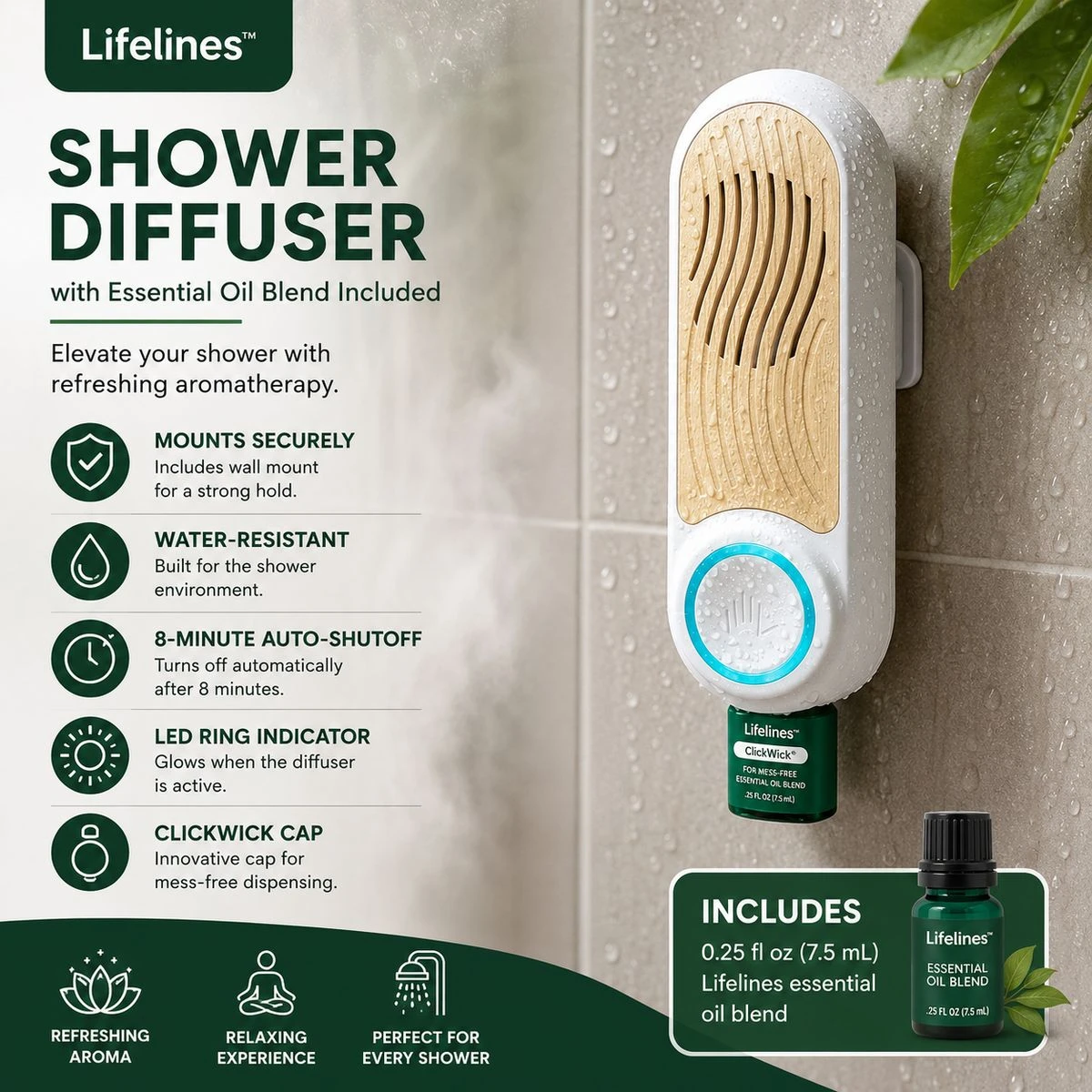Lifelines Shower Diffuser with Essential Oil Blend product image