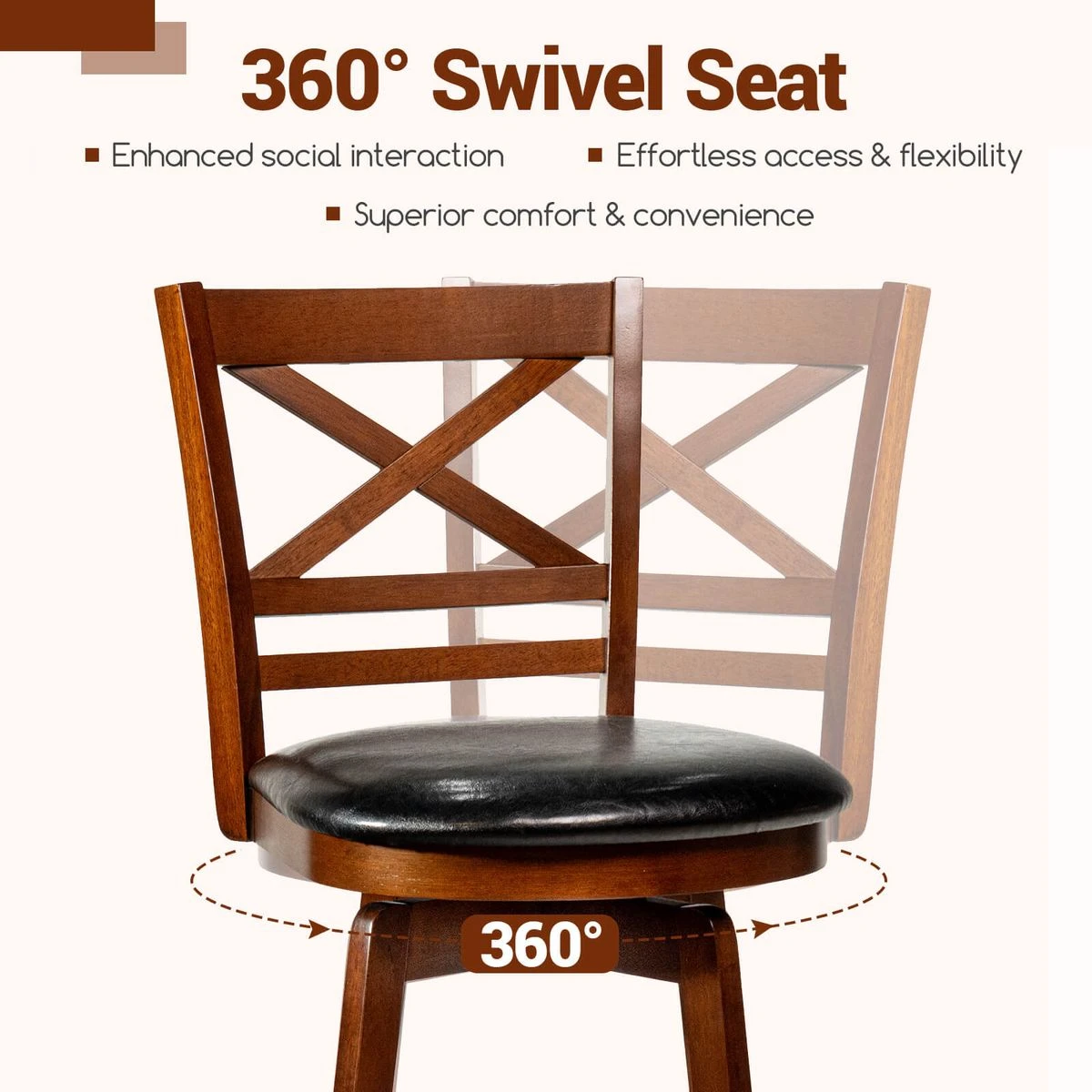 25” Swivel Counter Barstools with Backrest (Set of 2 or 4) product image