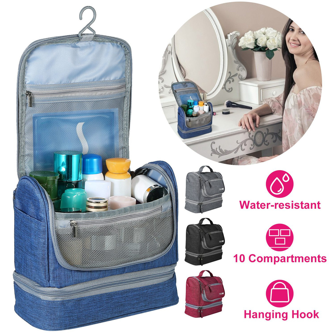 Large Hanging Toiletry Bag with Compartments product image