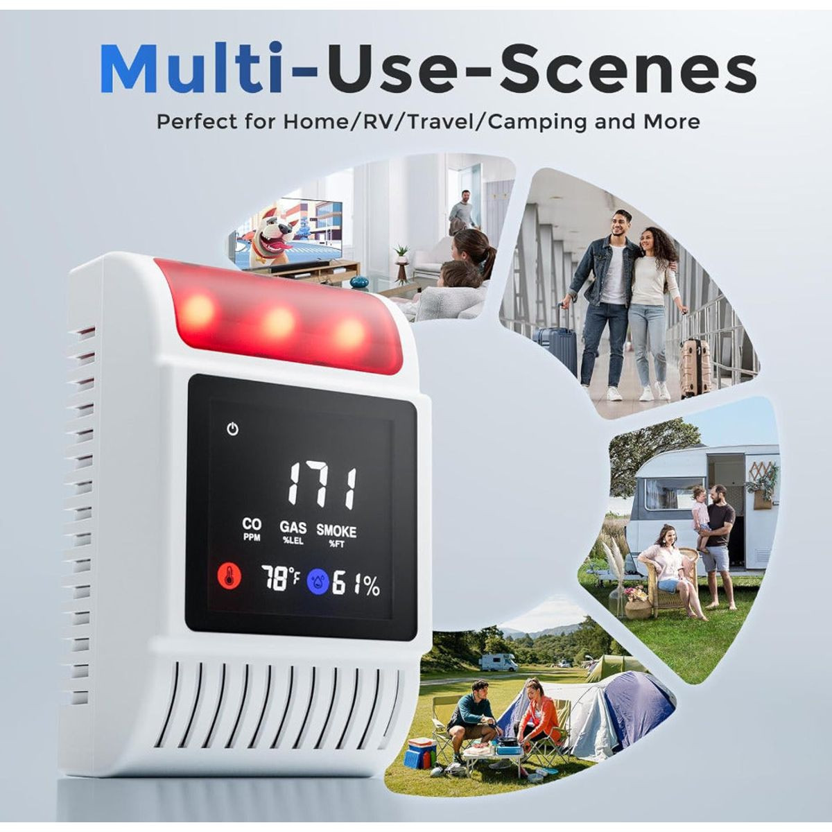 HAKOL 6-in-1 Carbon Monoxide, Smoke & Natural Gas Detector product image
