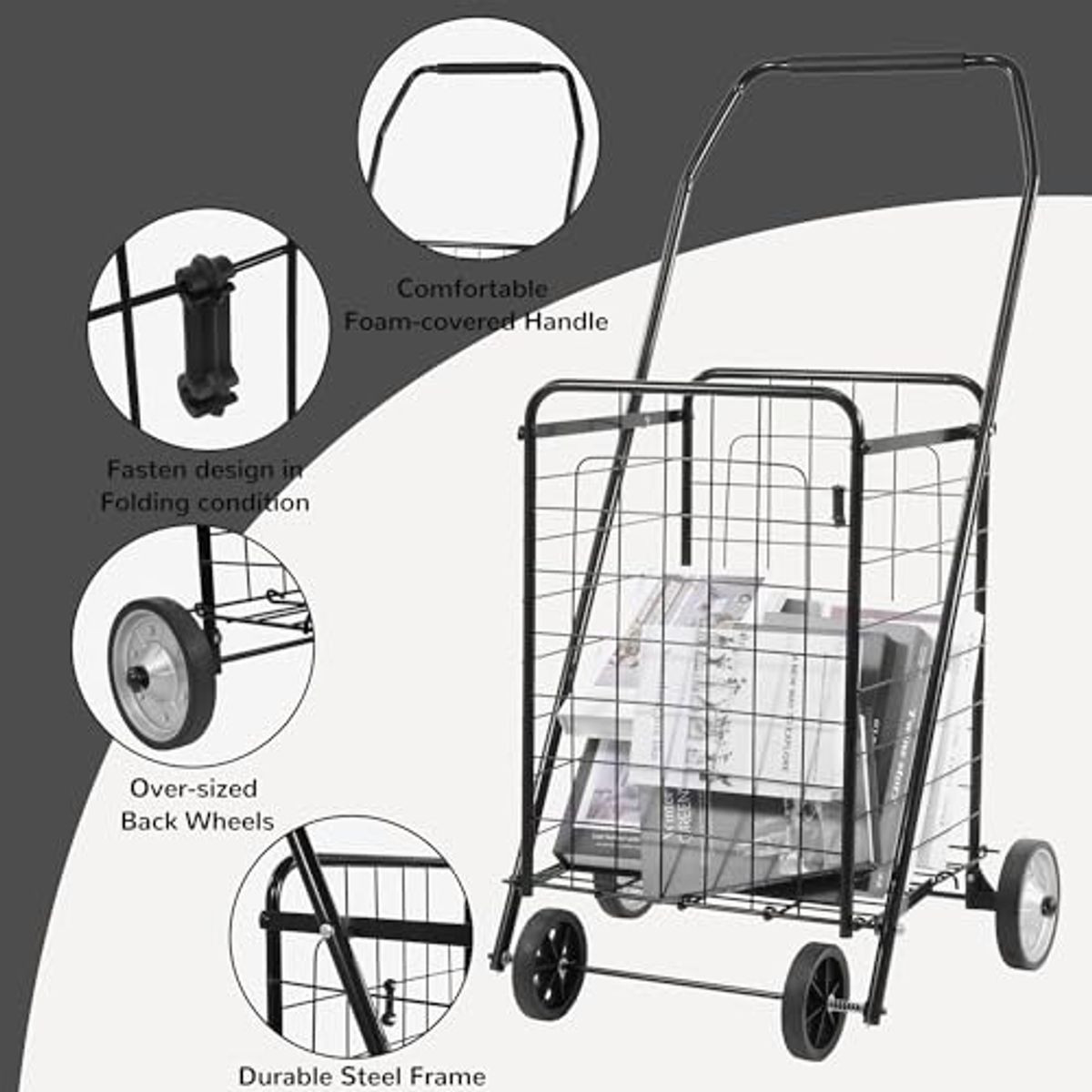 Elevon Foldable Shopping Utility Cart, Collapsible Durable Grocery Utility Cart product image