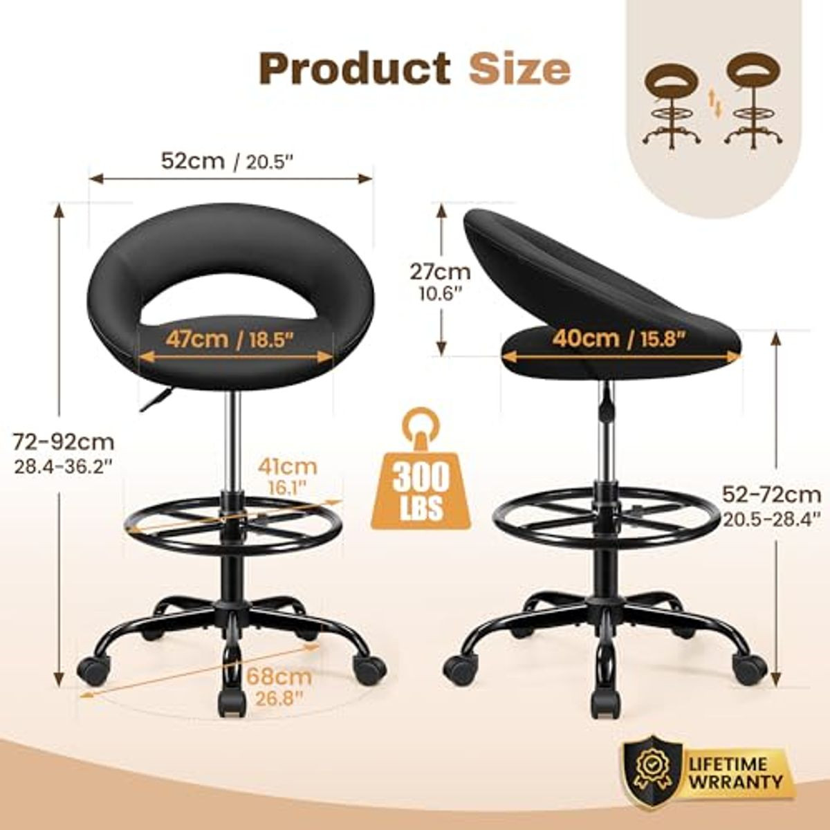 Bestfair Office Drafting Chair  with Back Support  product image