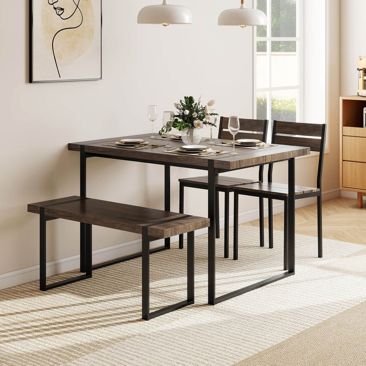 47” Dining Table Set with 2 Chairs and Bench product image
