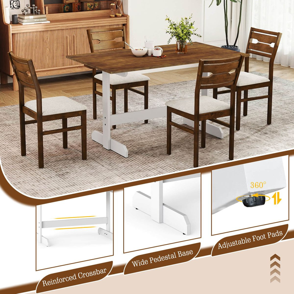 55” Dining Table for 4-6 People with Wide Pedestal Base product image