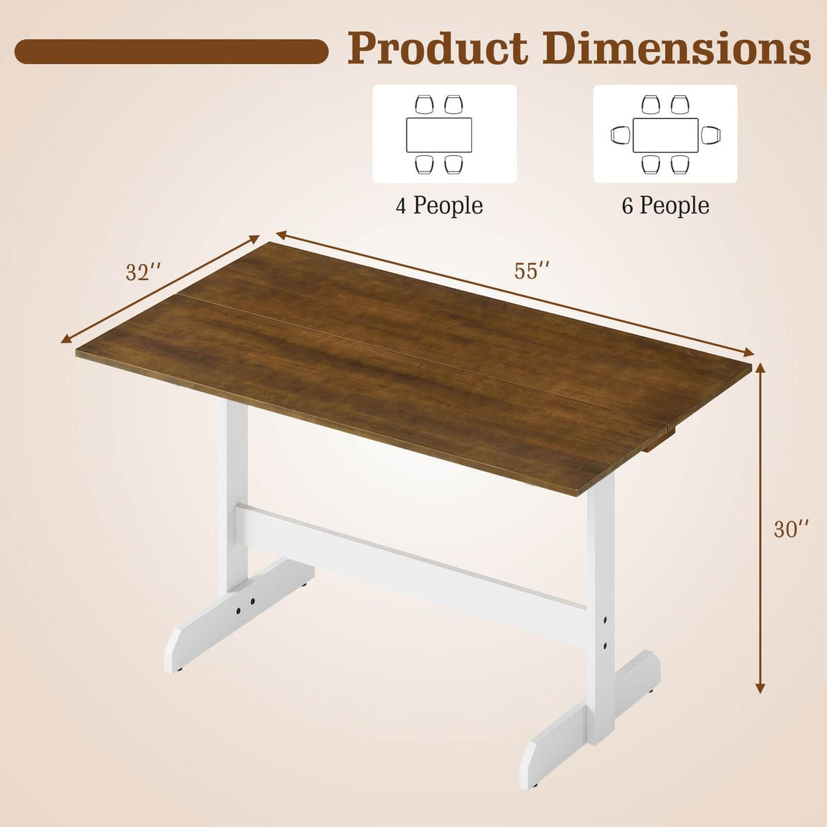 55” Dining Table for 4-6 People with Wide Pedestal Base product image