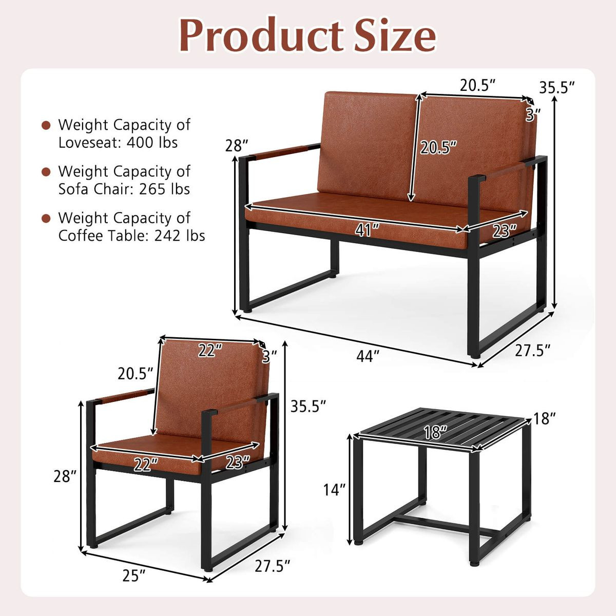 Indoor Side Tables with Slatted Tabletops and Adjustable Footpads (Set of 2) product image