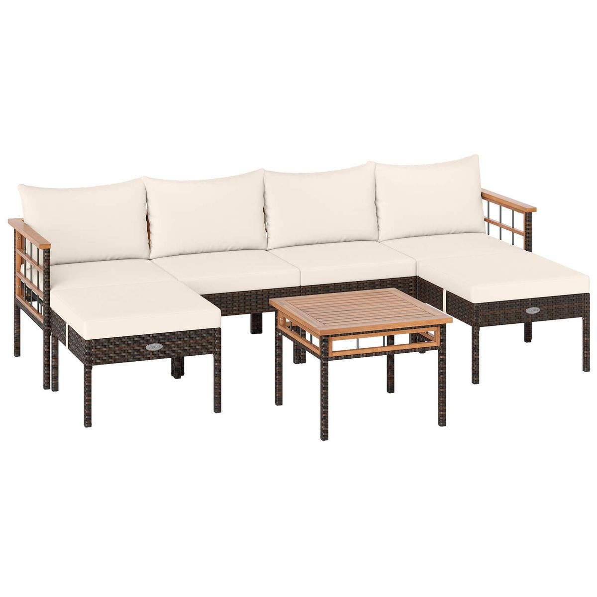 7-Piece Wicker Furniture Set with Coffee Table and Cushions product image