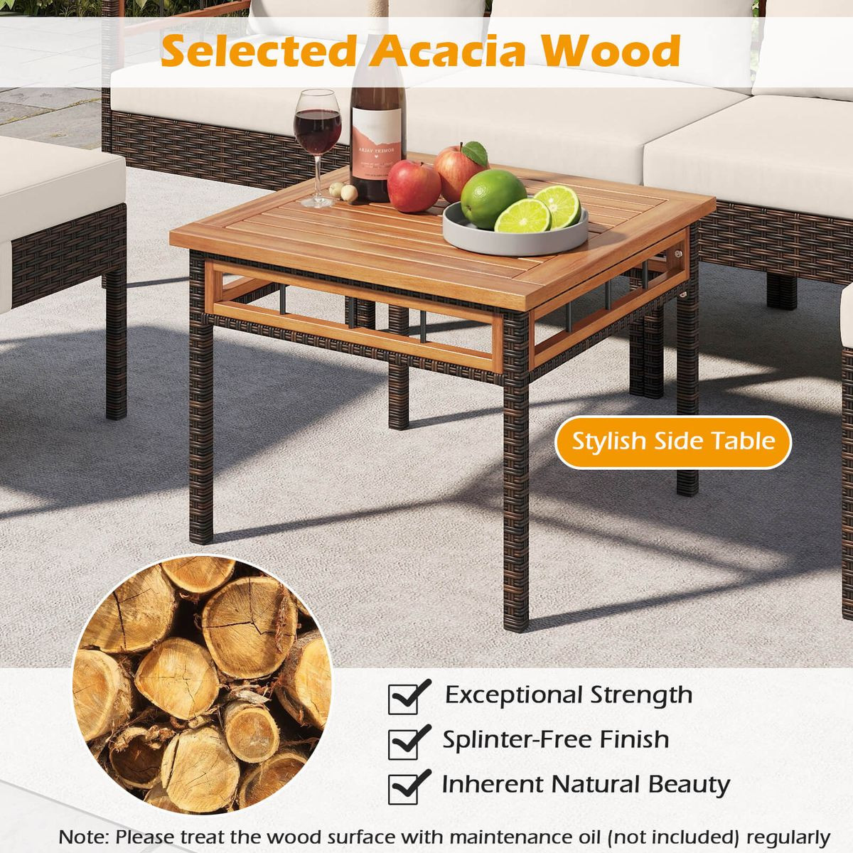 7-Piece Wicker Furniture Set with Coffee Table and Cushions product image
