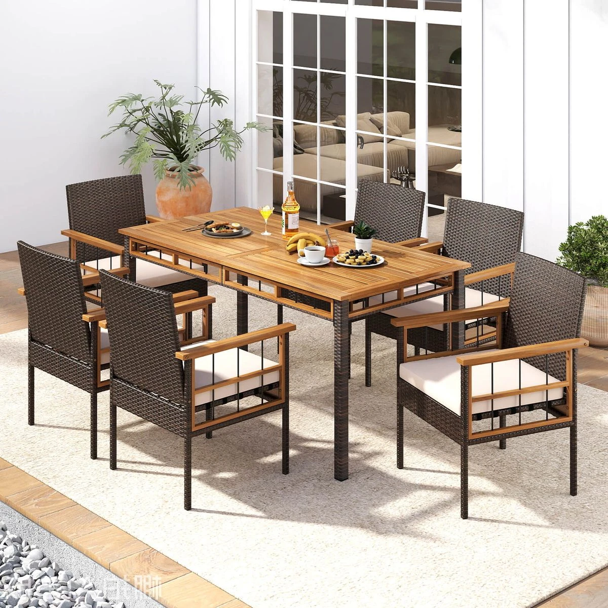7-Piece PE Wicker Patio Dining Set with 1.97” Umbrella Hole product image