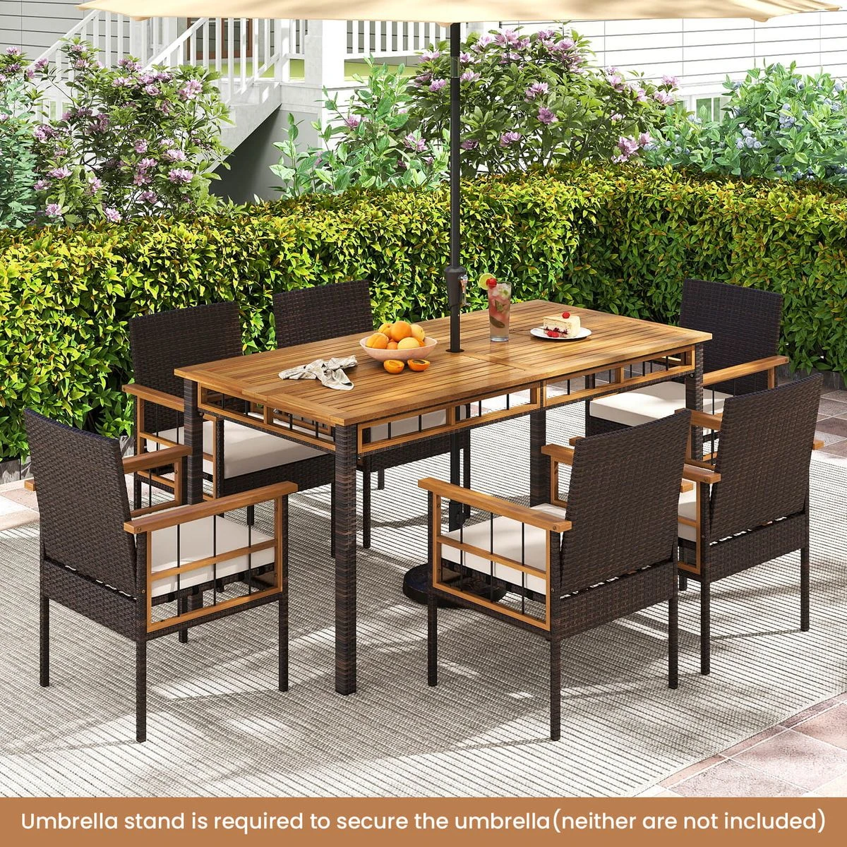 7-Piece PE Wicker Patio Dining Set with 1.97” Umbrella Hole product image