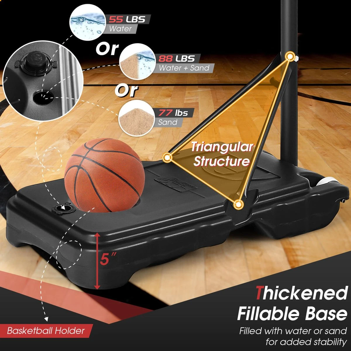 Kids Basketball Hoop with Adjustable Height and Built-in Wheels product image