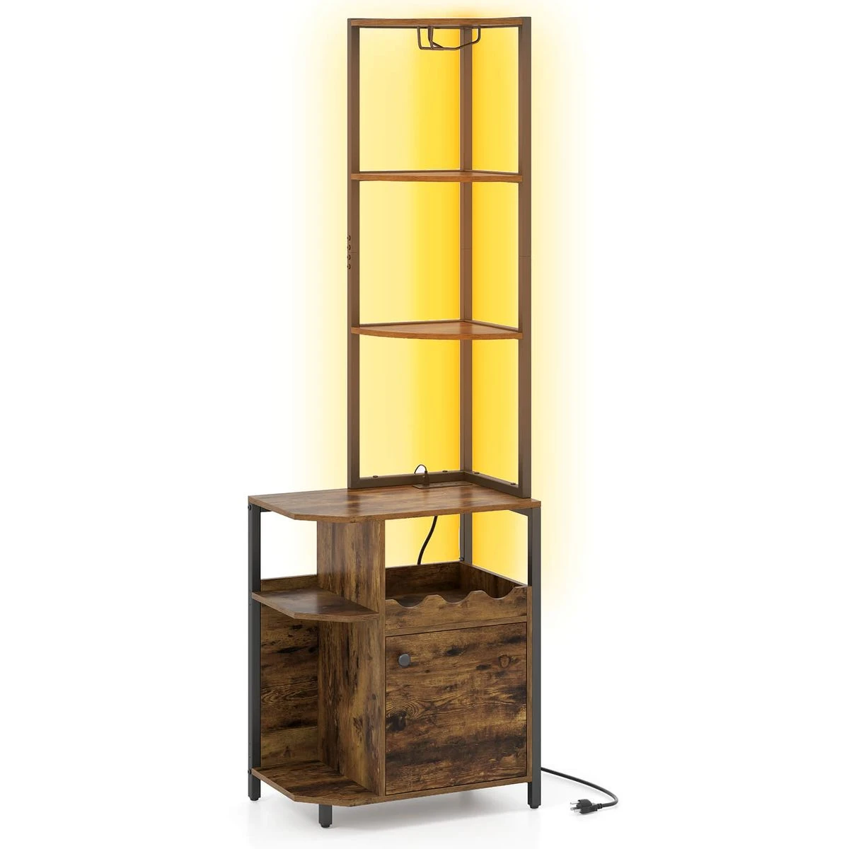 Corner Bar Cabinet with LED Lights and Charging Station product image
