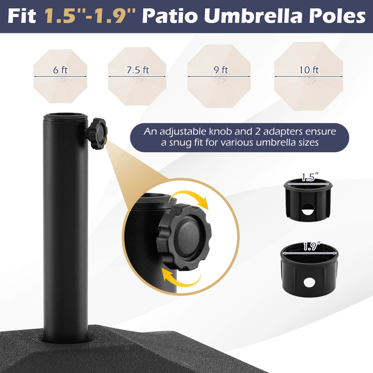 Fillable Patio Umbrella Base with Built-In Wheels and Grooved Handle product image